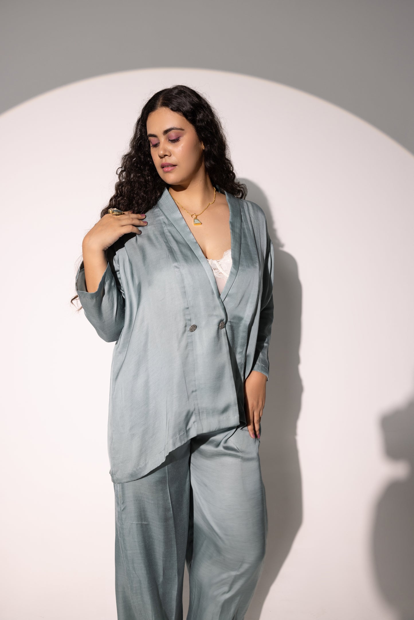 Bella Moss Satin Oversize Co-ord Set