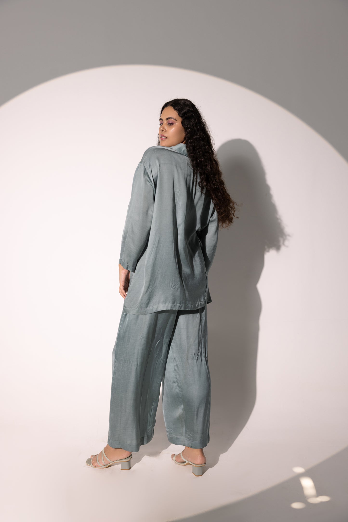 Bella Moss Satin Oversize Co-ord Set