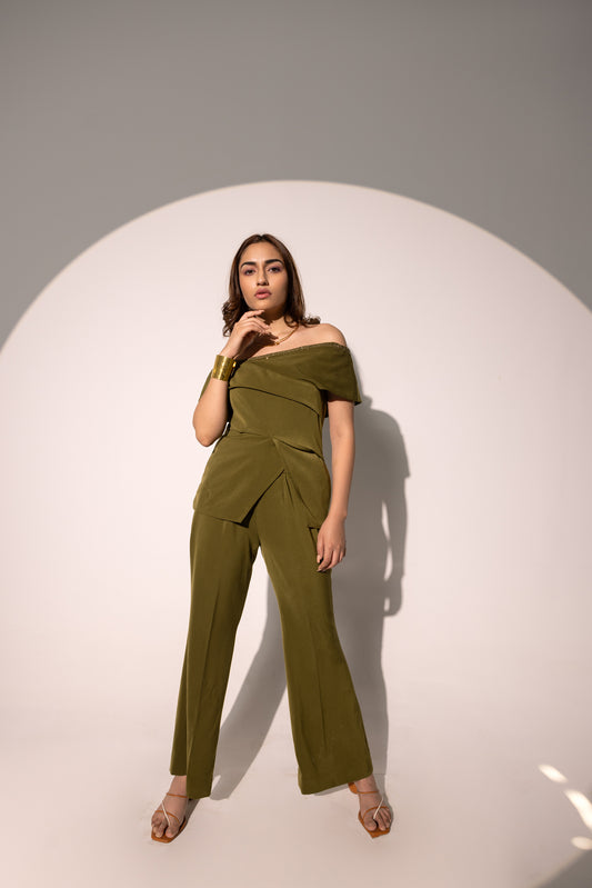 Grace Olive off Shoulder Coord
