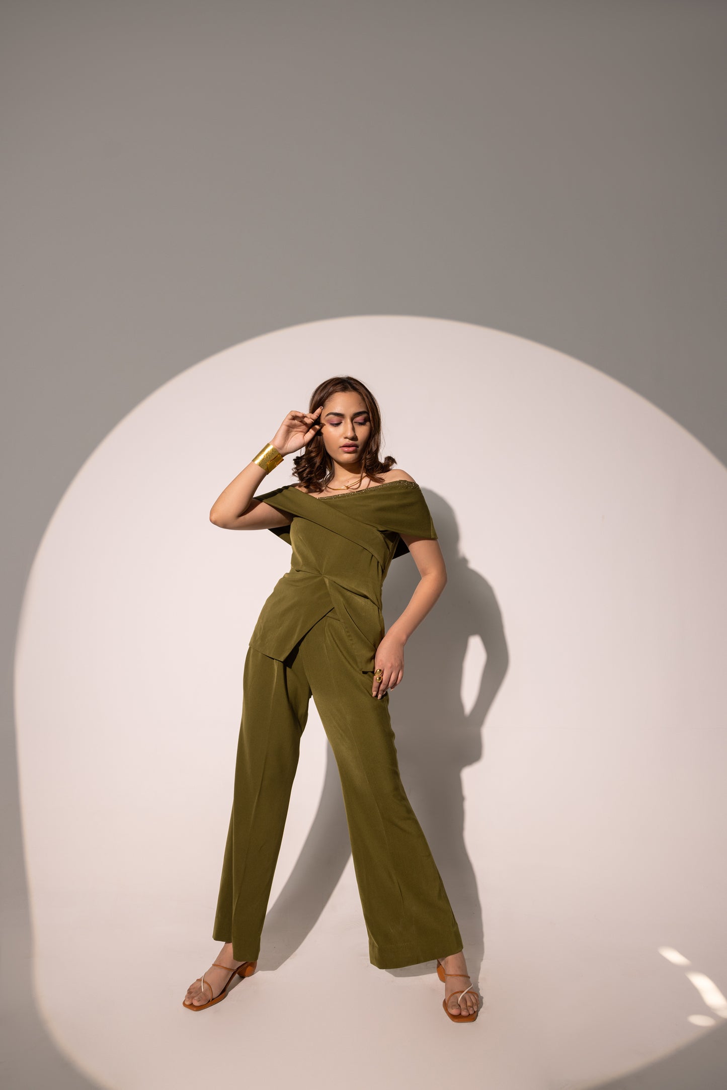 Grace Olive off Shoulder Coord