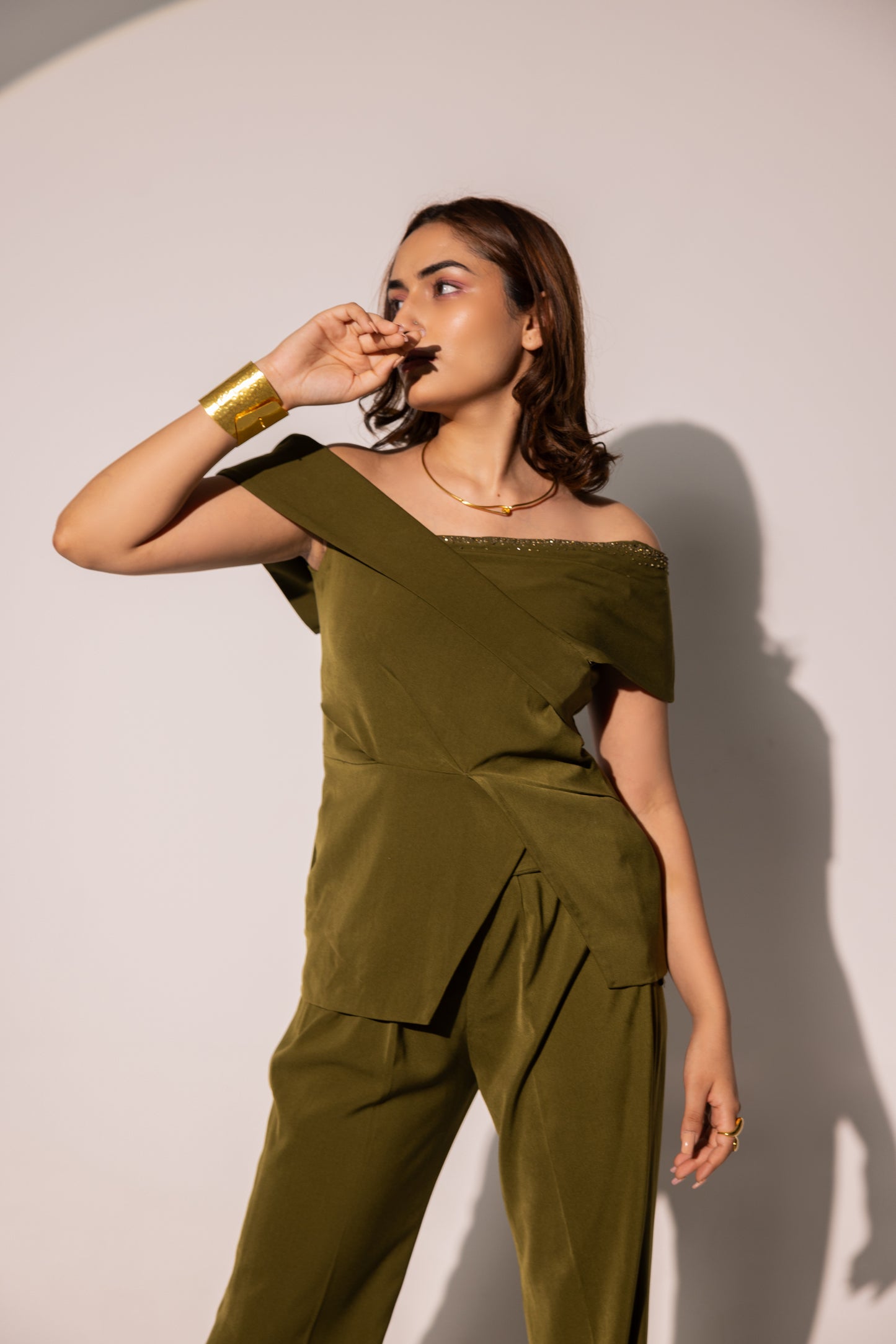 Grace Olive off Shoulder Coord