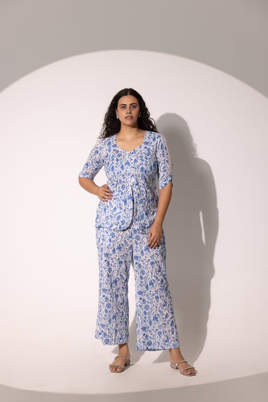 Harper Blue Print Boxy Co-ord Set