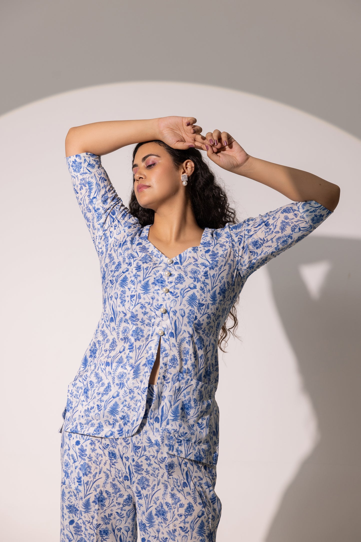 Harper Blue Print Boxy Co-ord Set