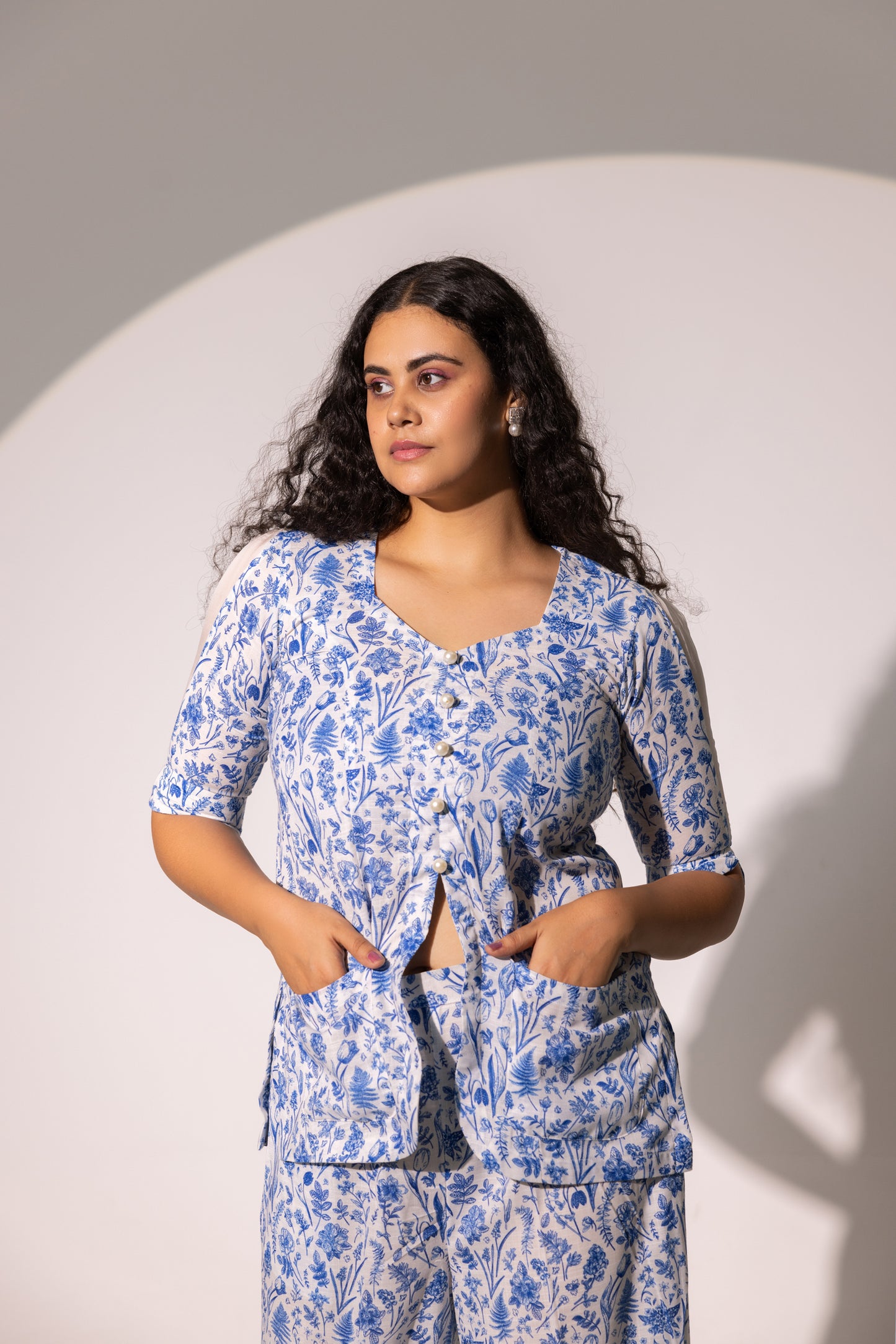 Harper Blue Print Boxy Co-ord Set