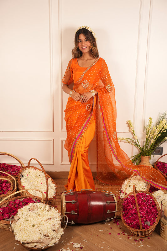 Exquisite Coral Saree