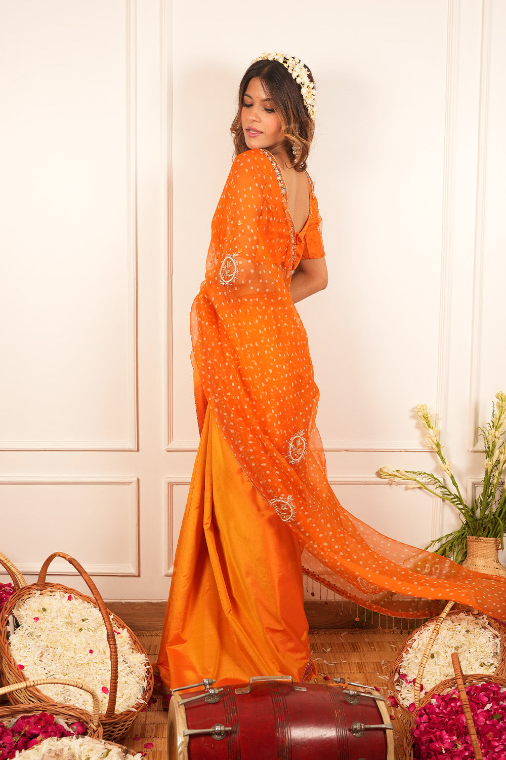 Exquisite Coral Saree