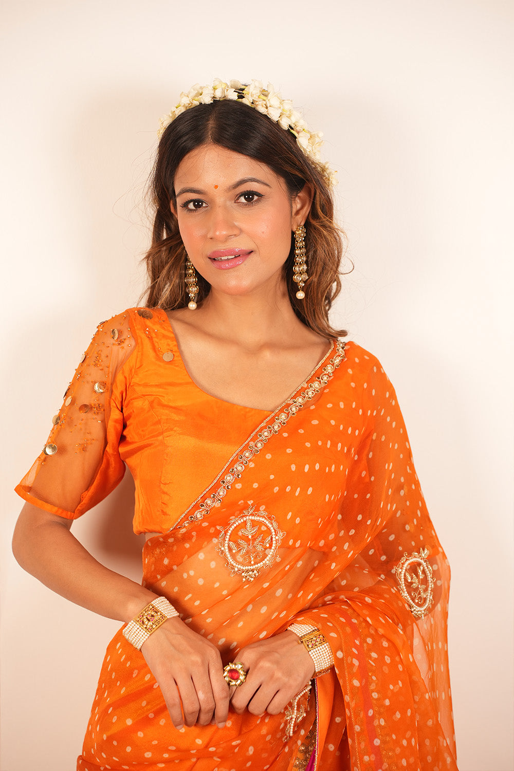 Exquisite Coral Saree