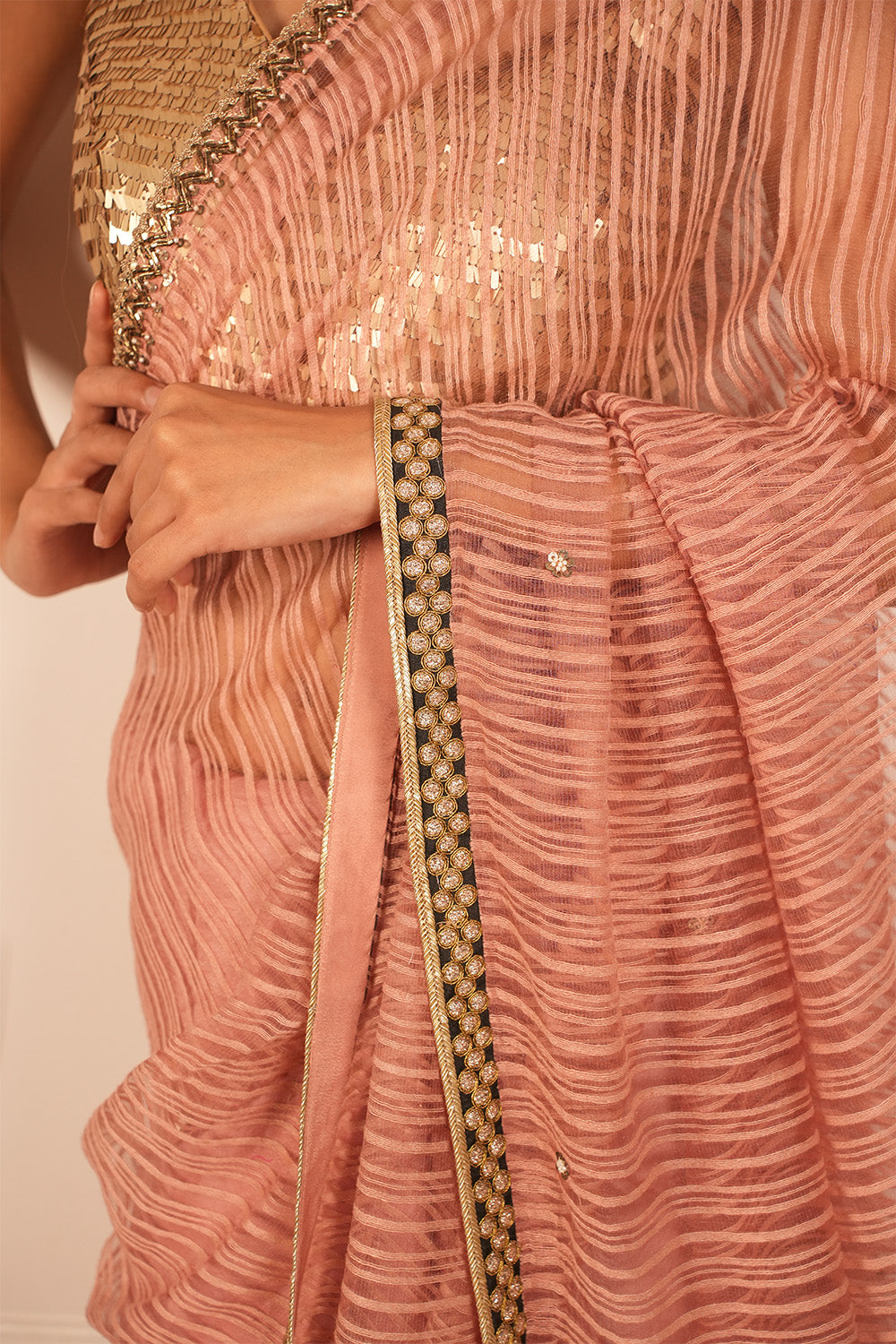 Rose Gold Sheer Saree