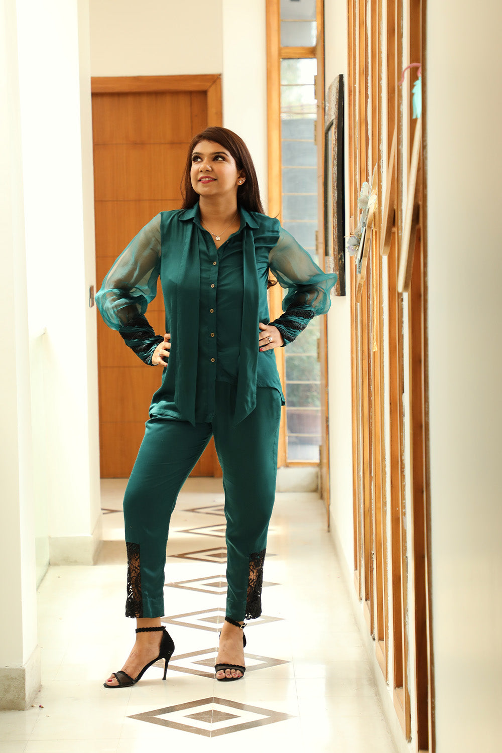THE KIRAN SET Bottle Green Co-ord Set