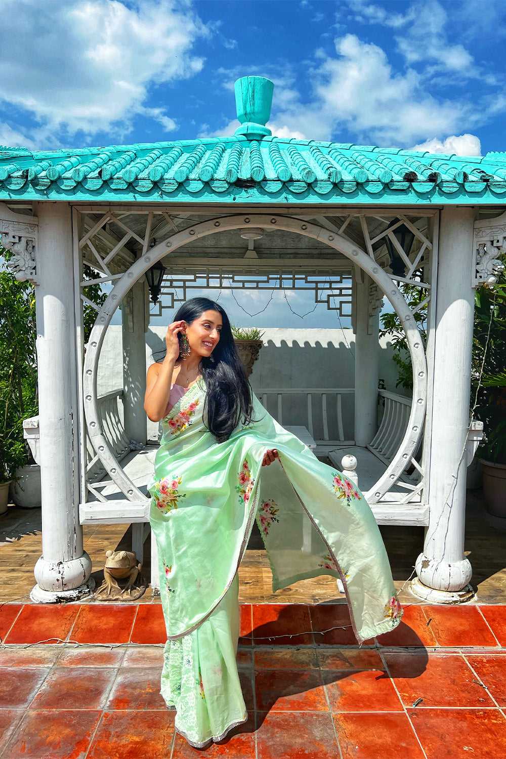 Minty Floral Saree