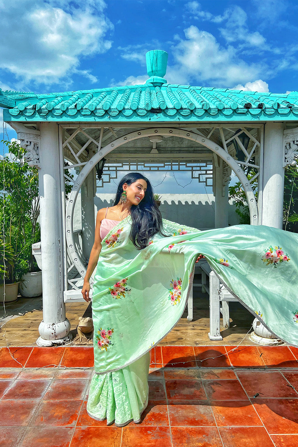 Minty Floral Saree