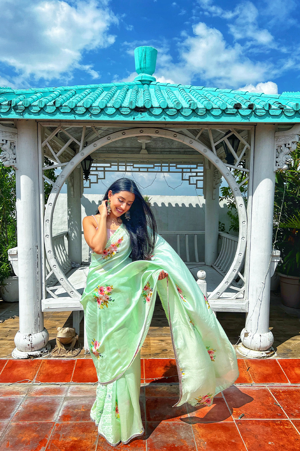 Minty Floral Saree