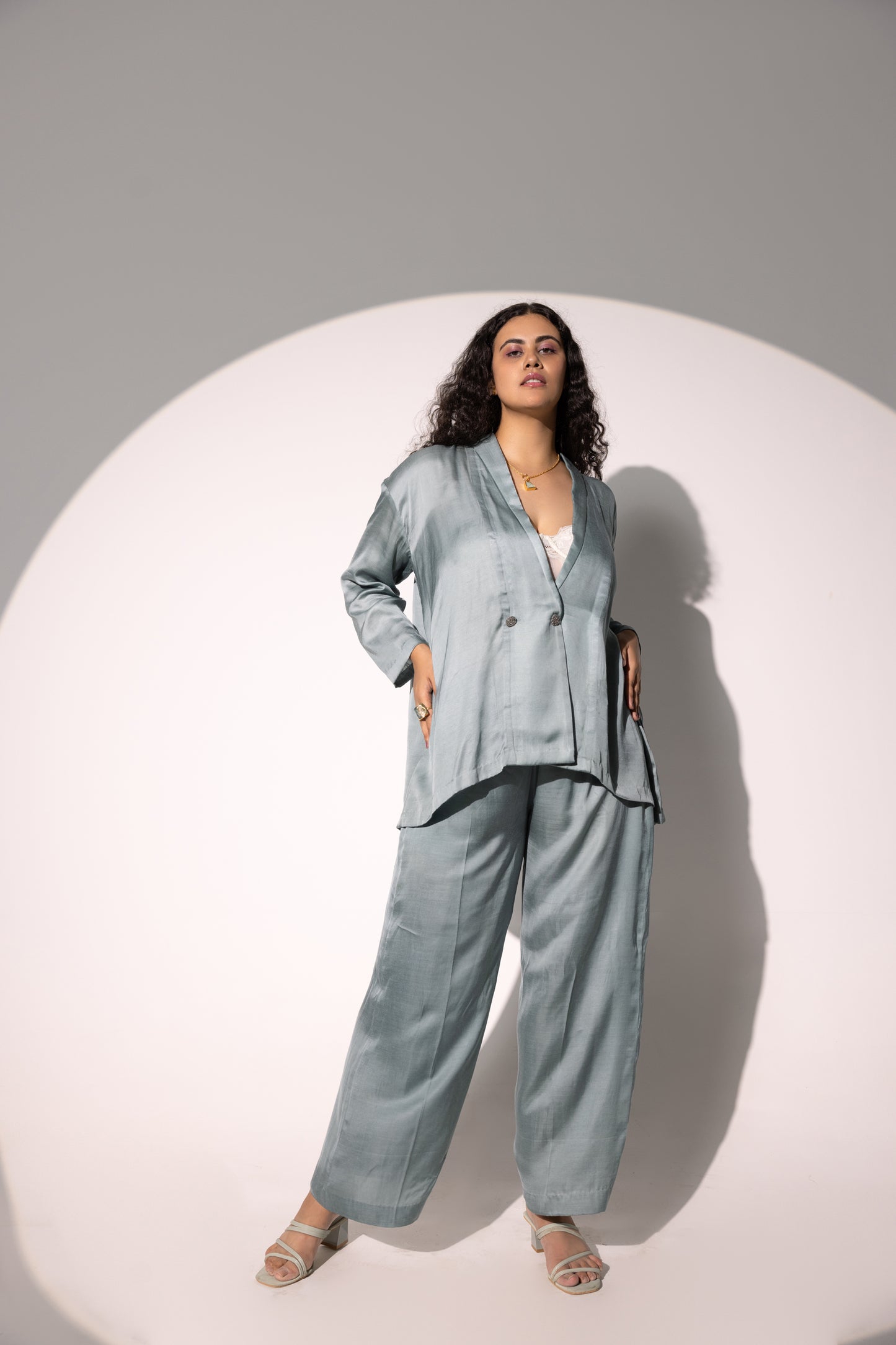 Bella Moss Satin Oversize Co-ord Set