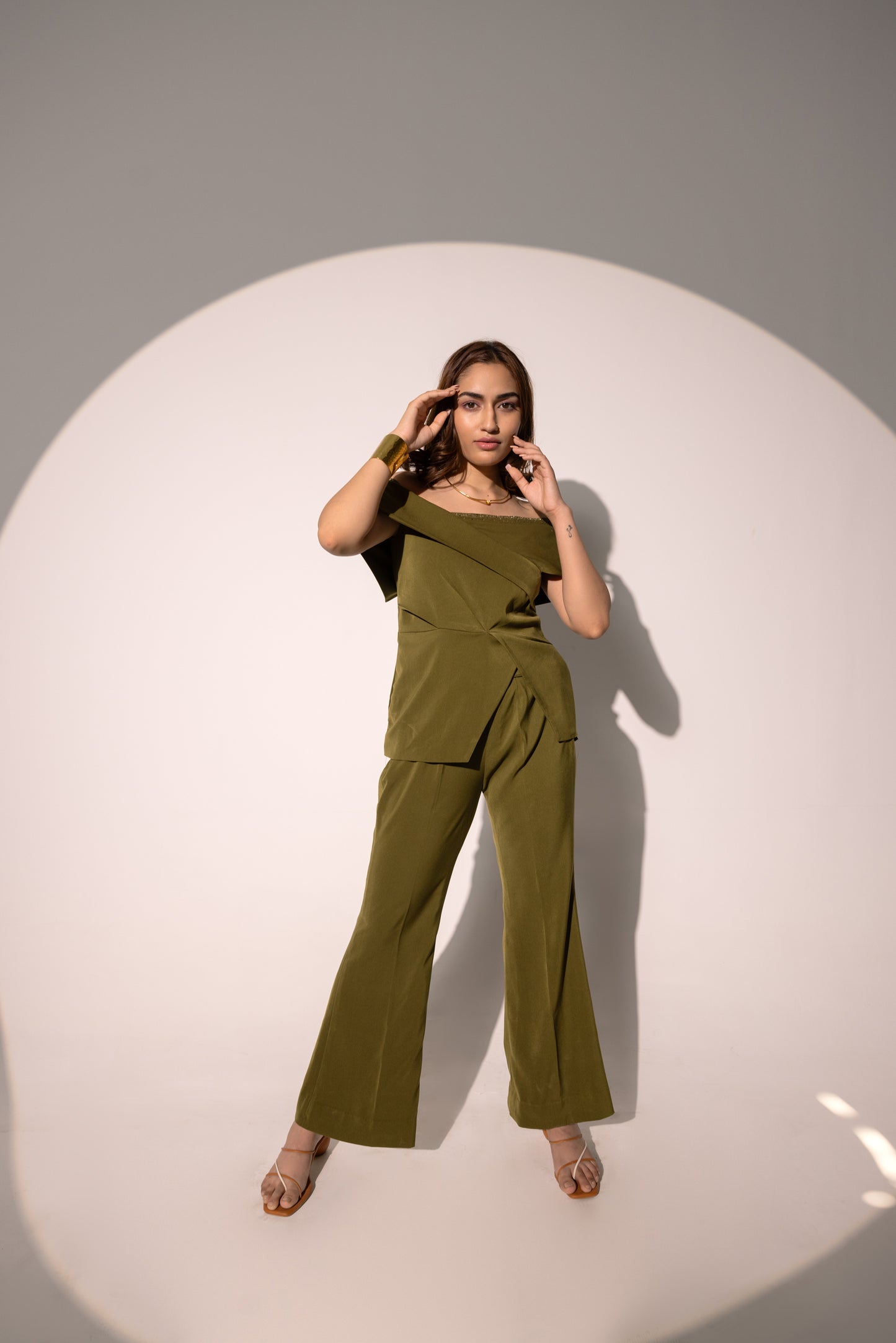 Grace Olive off Shoulder Coord