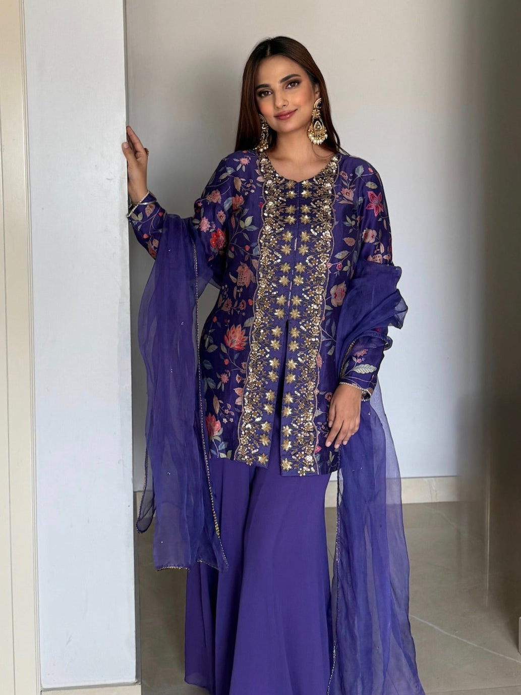 AZALEA SHARARA SET WITH EMBROIDERY