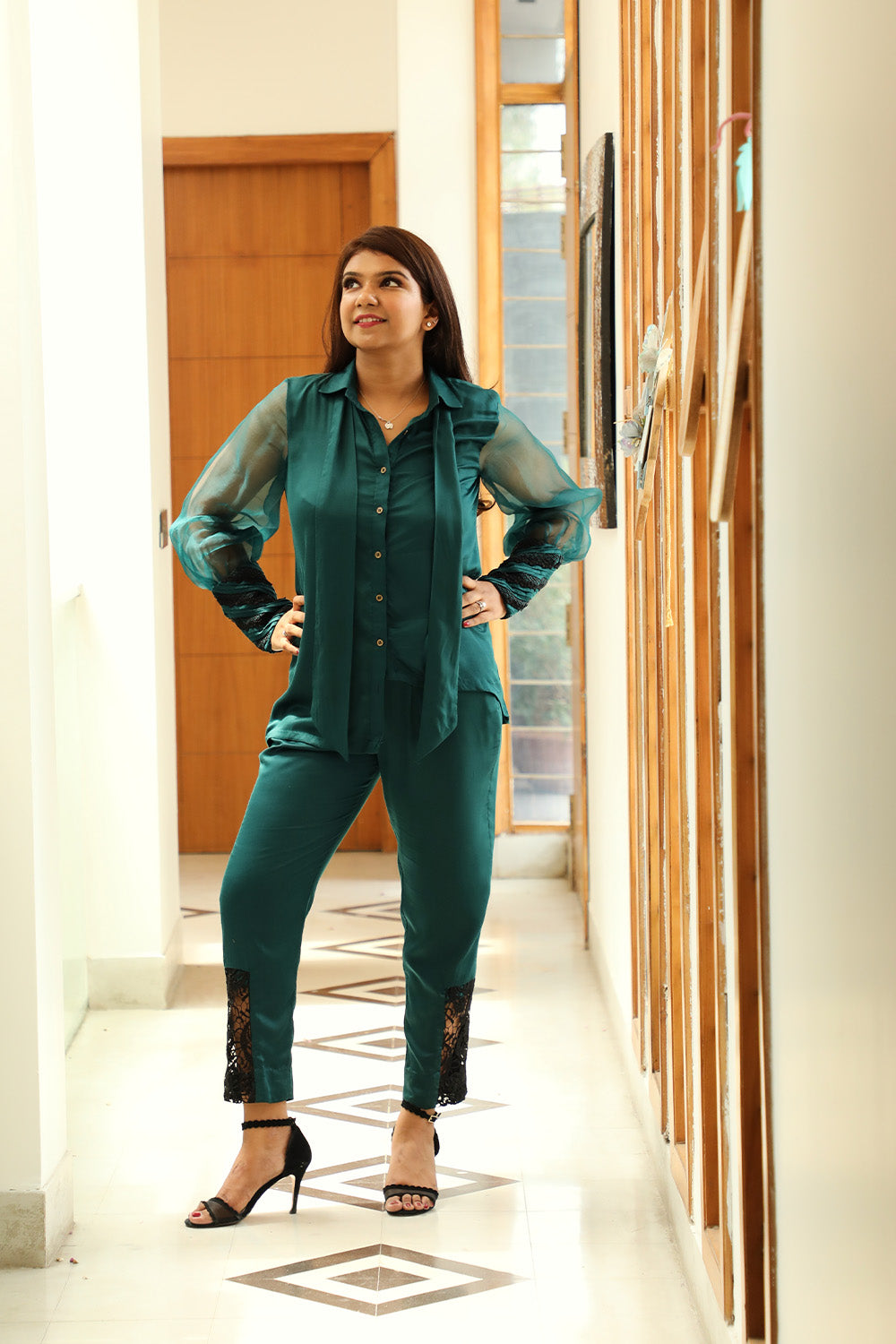 The Kiran Set Bottle Green Co-ord Set  Named After Kiran Bedi, The First Woman Officer in Ips and Also the First Woman Who Was Appointed as the Un Civil Police Advisor
